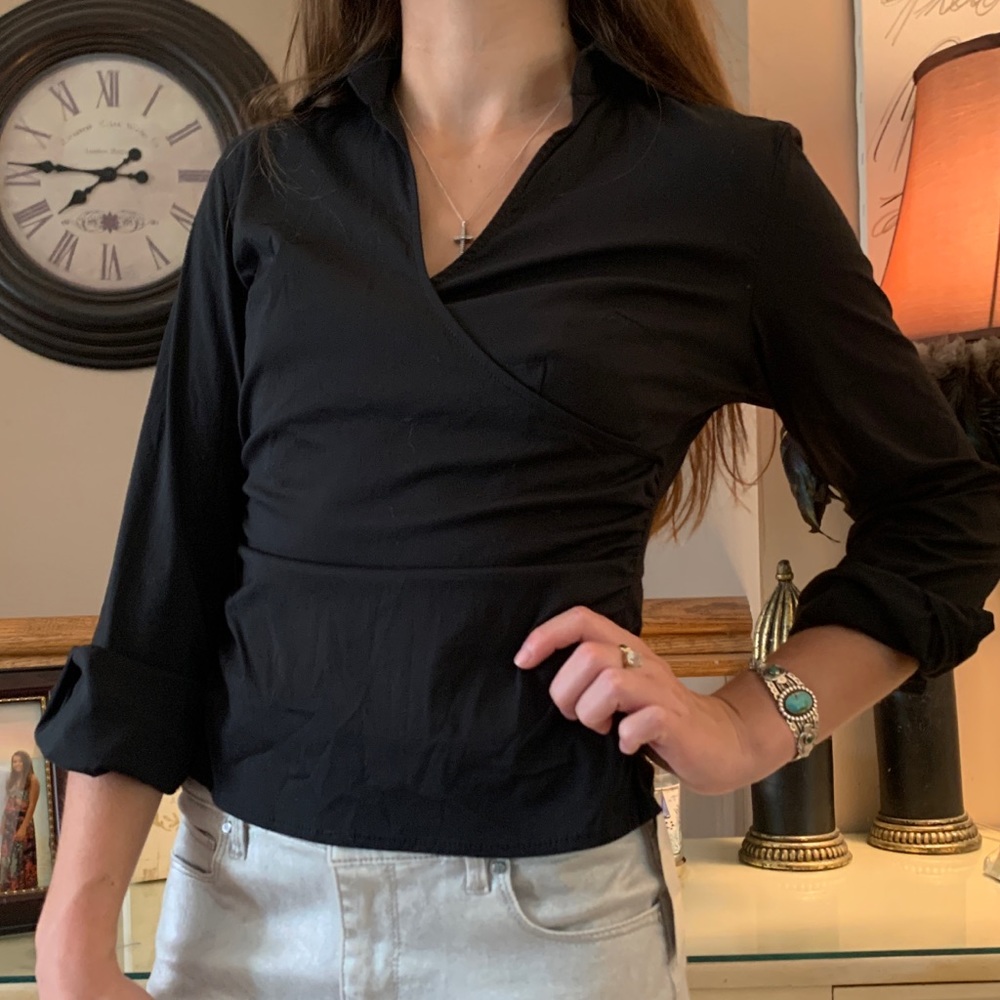 NWT Express Black Wrap Long Sleeve Dress Shirt